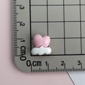 Pink heart on white cloud resin charm displayed next to a metric ruler for size reference - Pattern Heart Cloud-Pink White