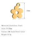 Five-petal flower stainless steel pendant in 18K gold finish with size measurements - DY1422 Flower Gold