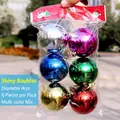 Lot de 6 boules de Noël brillantes de 4 cm en couleurs assorties pour la décoration - 4cm (Lot de 6) / Multicolore