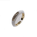 Detail of adjustable gold-plated ring with white enamel and square cubic zirconia stones - Adjustable Open / White