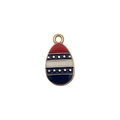 Egg-shaped US flag enamel pendant with red white blue stripes and gold star accents - Teardrop Flag Egg B