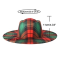 Men's British wide brim wool felt jazz hat with red and green plaid color block pattern - 60-62cm / Red Green Black Plaid (Style 1)