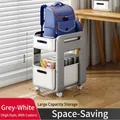 Gray and white double-layer mobile storage cart with wheels for study and office use - Multi-functional Tabletop Rack - High Model with Wheels / Grey/White
