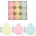 9er Set beflockte Weihnachtskugeln in Rosa, Gelb und Blau, Durchmesser 8cm Deko - 9er Set-Durchmesser 8cm / Rosa Gelb Blau