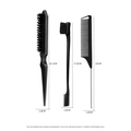 Three-piece professional hair styling set with bristle brush and comb measurements - Black