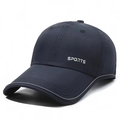 Deep blue quick-dry baseball cap with SPORTS print and reflective trim details - Blue