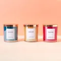 Trio of luxury electroplated glass candle jars in blue, yellow and pink with metal lids - Electroplated Metal Lid with Edge