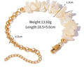 18k gold plated stainless steel bracelet with white irregular shell charms and lobster clasp - Shell Stone Gold Chain Bracelet