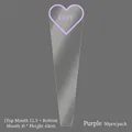 Purple heart-shaped flower packaging bag for single roses with LOVE printed design - Heart Single Bag-Purple / 50Pcs/Bag