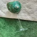Unique handcrafted green conch shell wine glass with a clear glass stem for home decor - Transparent Base B-Grade Green Snail Wine Glass