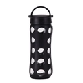 Gourde en verre borosilicate de grande capacité avec housse de protection en silicone - Noir