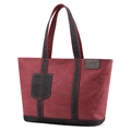 Borsa tote casual in tela bordeaux con manici grigio scuro e ampia vista laterale - Viola