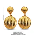 Golden stainless steel ocean earrings featuring a textured double-disc design - Stainless Steel Layered Disc Dangle
