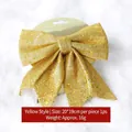 Golden sequin Christmas bow decoration for tree hanging, 20x19cm festive ornament - Glitter Gold Bow