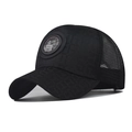 Vista dettagliata del cappello trucker nero con mesh traspirante e tessuto strutturato - M (56-58cm) / Griglia Nera