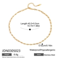 Goldene Edelstahl Halskette mit ovalen Gliedern 40cm Länge plus 5cm Verlängerungskette - Texturierte Ovale Kette Stil (JDN0305023)
