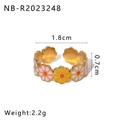 Verstellbarer Goldring mit bunten Emaille-Gänseblümchen in Weiß Rosa und Gelb - Einstellbar Offen / Bunte Gänseblümchen Weiß Gelb Rosa Orange Stil (NB-R2023248)