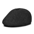 Men's vintage dark grey tweed flat cap with warm ear flaps and textured knit finish - One Size / Dark Grey Speckled