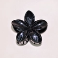 Glossy black plumeria flower hair claw clip with smooth finish and secure grip detail - Black 8cm