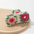 Knitted crochet hair claw clip with vibrant sunflower pattern for summer hairstyle - Style 3 Sunflower Pattern (12.5cm)