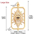Gold evil eye pendant charm with blue crystals and lucky star burst pattern - Gold Rectangle All-seeing Eye