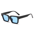 Retro thick square sunglasses with matte black frames and light blue tinted lenses - Black Frame Blue