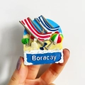 3D resin fridge magnet featuring Boracay beach chairs and sea waves souvenir - (43) Boracay Philippines