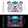 Luminous Day of the Dead face tattoo stickers with glow-in-the-dark sugar skull pattern - Pattern FB-001