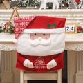 Housse de chaise de Noël rouge tricotée avec motif Père Noël et détails de flocons - Père Noël