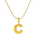 Gold letter C pendant necklace with snake chain and embossed texture for women - Letter C (S-P004-C)