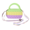 Borsa Pop-it a cuore in silicone sfumato verde, giallo e viola con tracolla arcobaleno - Verde Giallo Viola Con Tracolla