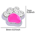 Breloque patte de chat en argent avec émail rose et cristaux, accessoire 8mm - F1137-Patte en Strass Rose