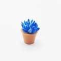 Miniature dollhouse succulent plant in brown pot with blue resin leaves on white background - 13mm*23mm / Yellow Pot Blue Succulent