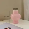 Minimalist pink glass vase for home decor, height 18cm and diameter 8cm,葫芦 shaped glass - Pink
