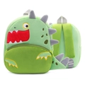 Cute green plush dinosaur backpack for kids with adjustable straps and soft 3D details - Dinosaur