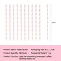 Set of 12 pink and white striped paper straws for unicorn birthday party decorations - Unicorn Pink Striped Straws