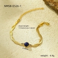 Dettaglio del bracciale a catena serpente oro 17+5cm con perla blu lapislazzuli 0,99cm - 17+5cm / Stile Perla Blu Profondo (NMSB-E526-1)
