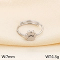 Silver open cat paw ring in sleek stainless steel with minimalist paw print design - US 6 / Style A Brushed Cat Paw (KR103464-GC) / Silver