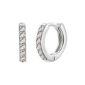 Detail of silver hoop earrings with round-cut pavé cubic zirconia on white background - Silver-White Zircon