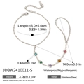 Detailed size chart of stainless steel finger chain with colorful zircon gemstone charms - Multi-Color Zirconia Silver