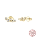 Cluster of round CZ stones on S925 sterling silver gold-plated stud earrings for women - Round Zirconia Gold Stud Earrings
