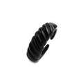 Minimalist black wave pattern open copper ring with a smooth glazed finish - One Size/Adjustable / Black