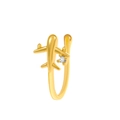 Golden airplane non-pierced nose cuff with sparkling cubic zirconia stone - Airplane Style (WG-1264) / Gold