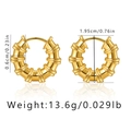 Detailed view of bamboo design gold earrings with precise size and weight annotations - Bamboo Hoop Style (KE0899)