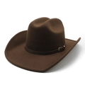 Chapeau de cowboy classique en feutre marron foncé avec bande en cuir et bord incurvé - M (56-58cm) / café