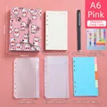 Pink A6 budget binder set with lucky cat fabric cover including pockets and labels - A6 Size/100 Sheets / Pink Snap Button Set