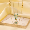 【h1118】 Starry Gold And Green Bead Necklace (gold)