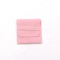 Pink velvet jewelry pouch with square flip cover for necklaces and bracelets storage - 9*9cm / Pink