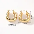 Polierte, 18k vergoldete Edelstahl-Ohrringe in U-Form, klobiges Design für Damen - KC-E02 Gold Rund