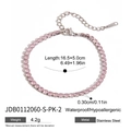 Armband aus Edelstahl mit rosa Zirkonia, Karabinerverschluss und verstellbarer Kette - Rosa Zirkonia Tennis-Kettenstil (JDB0112060-S-PK-2)